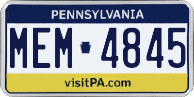PA license plate MEM4845