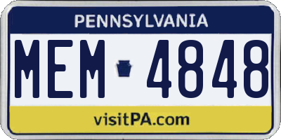PA license plate MEM4848