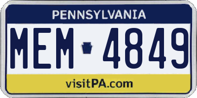 PA license plate MEM4849