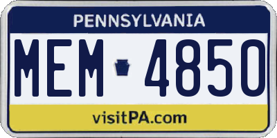PA license plate MEM4850