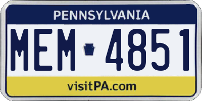 PA license plate MEM4851