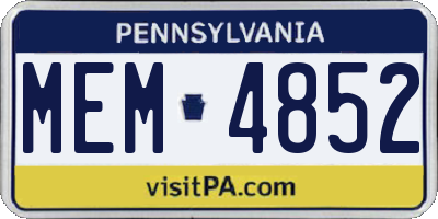 PA license plate MEM4852