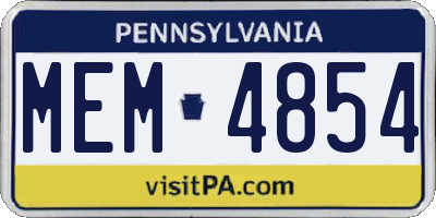 PA license plate MEM4854