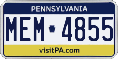 PA license plate MEM4855