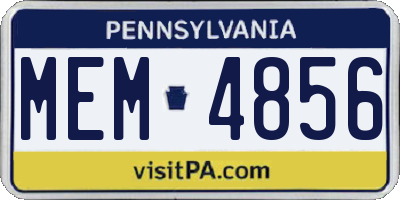 PA license plate MEM4856