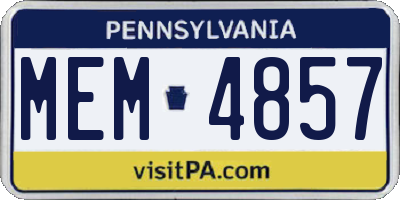 PA license plate MEM4857