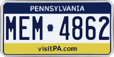 PA license plate MEM4862