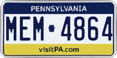 PA license plate MEM4864