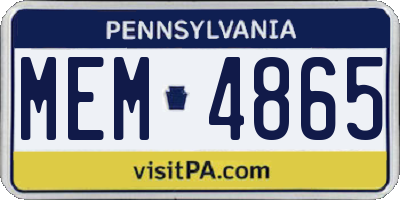 PA license plate MEM4865