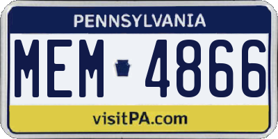 PA license plate MEM4866