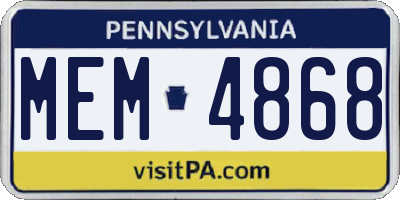 PA license plate MEM4868