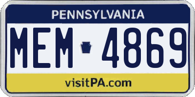 PA license plate MEM4869