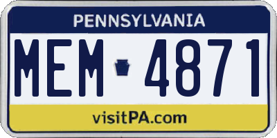 PA license plate MEM4871