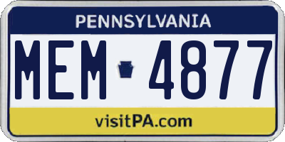 PA license plate MEM4877