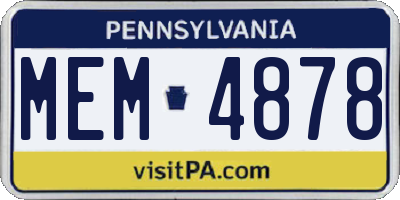 PA license plate MEM4878