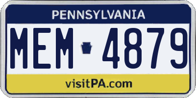 PA license plate MEM4879