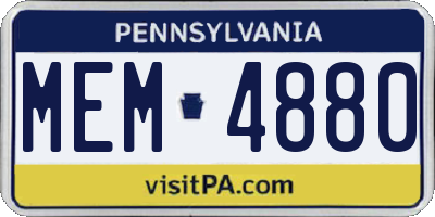 PA license plate MEM4880