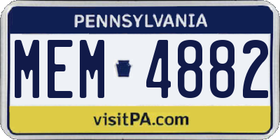 PA license plate MEM4882