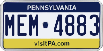 PA license plate MEM4883