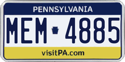 PA license plate MEM4885