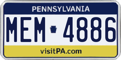 PA license plate MEM4886