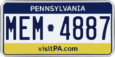 PA license plate MEM4887