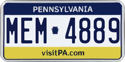 PA license plate MEM4889