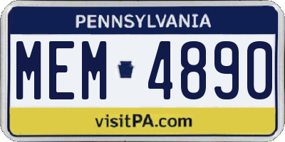 PA license plate MEM4890