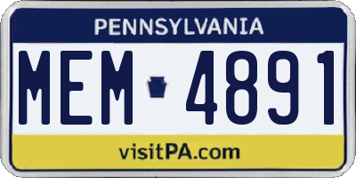PA license plate MEM4891