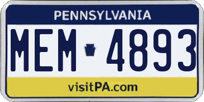 PA license plate MEM4893