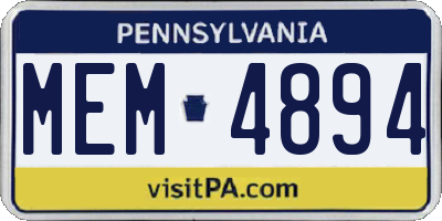 PA license plate MEM4894