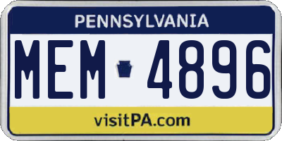 PA license plate MEM4896