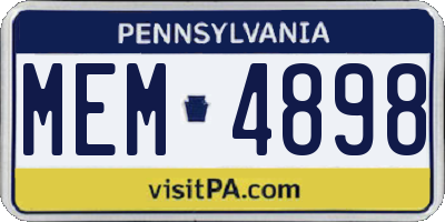 PA license plate MEM4898