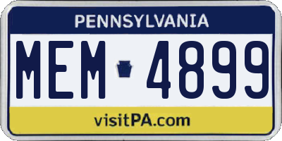 PA license plate MEM4899