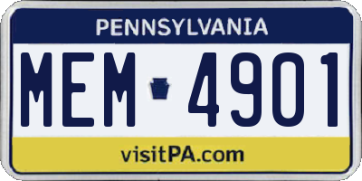 PA license plate MEM4901