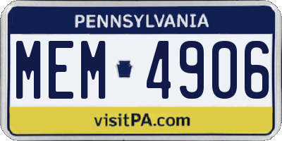 PA license plate MEM4906