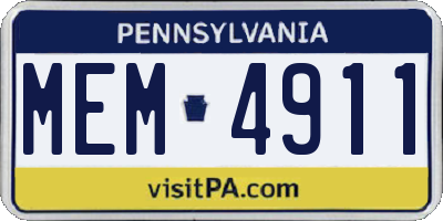 PA license plate MEM4911