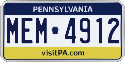 PA license plate MEM4912