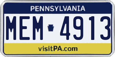 PA license plate MEM4913