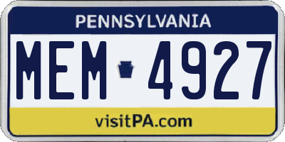 PA license plate MEM4927