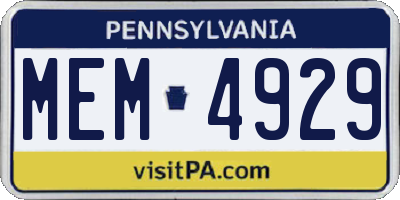 PA license plate MEM4929