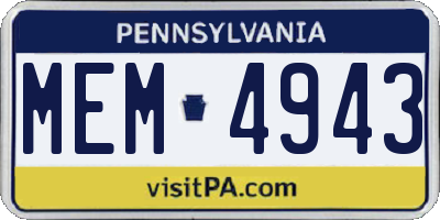 PA license plate MEM4943