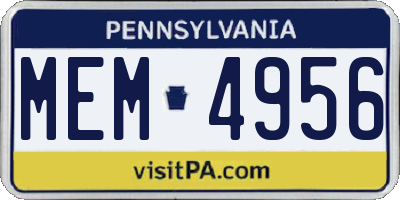 PA license plate MEM4956