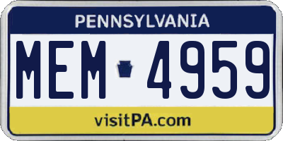 PA license plate MEM4959