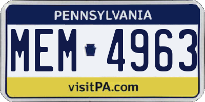 PA license plate MEM4963