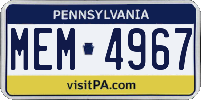 PA license plate MEM4967