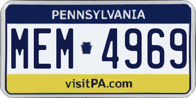 PA license plate MEM4969