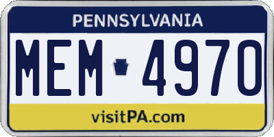 PA license plate MEM4970