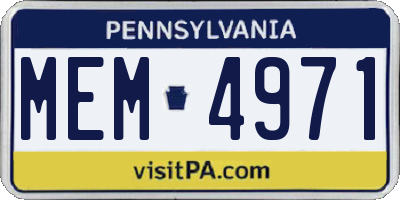 PA license plate MEM4971