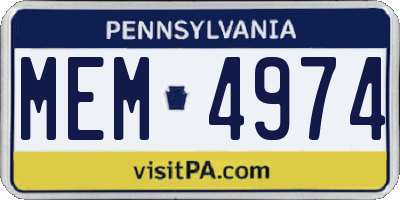 PA license plate MEM4974